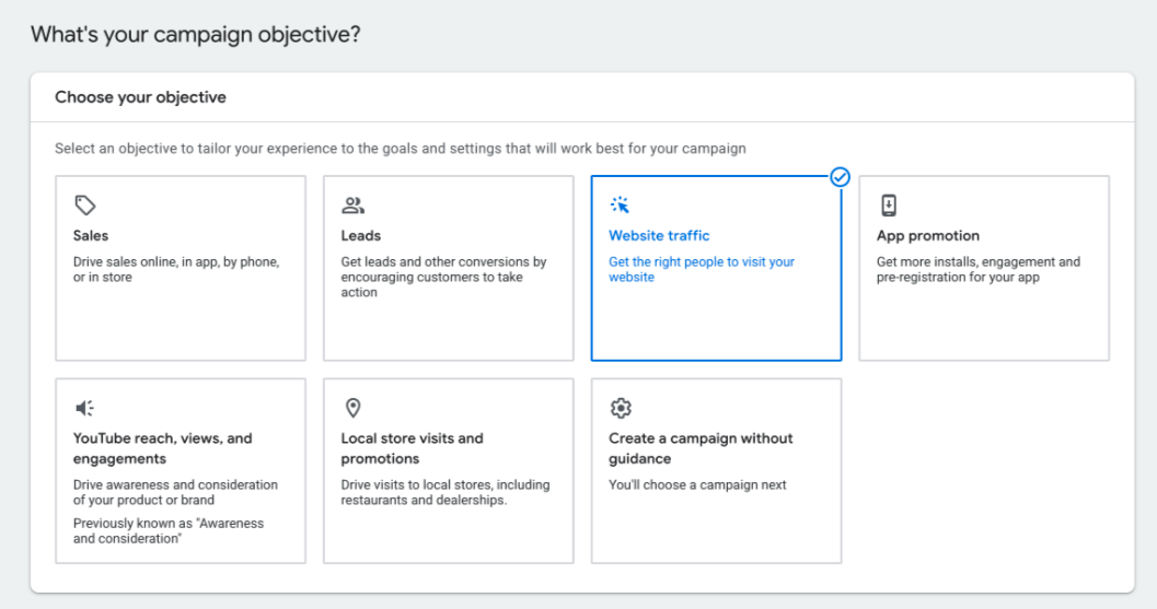 Select a campaign objective in Google Ads to enhance your marketing strategy and drive results.
