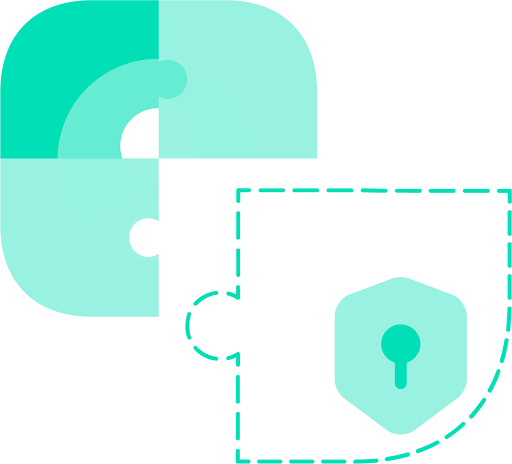 Two abstract shapes representing design elements, showcasing a puzzle-like connection.